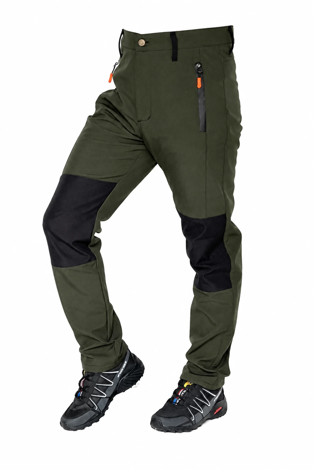 Haki Siyah Polarlı Softshell Pantolon — çapraz görünüm