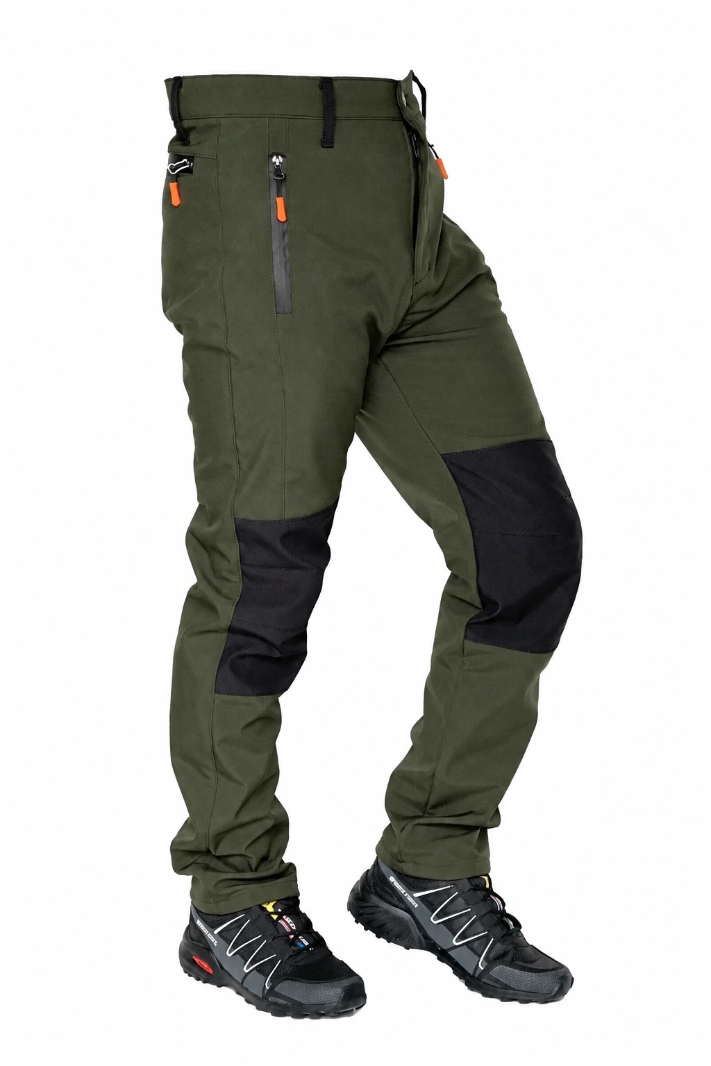 Haki Siyah Polarlı Softshell Pantolon — çapraz görünüm