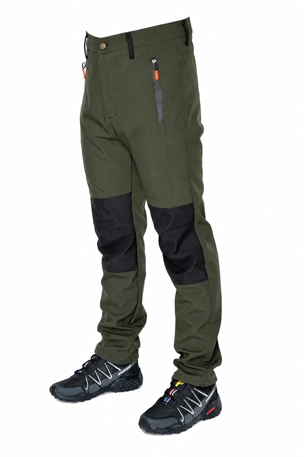 Haki Siyah Polarlı Softshell Pantolon — yan görünüm
