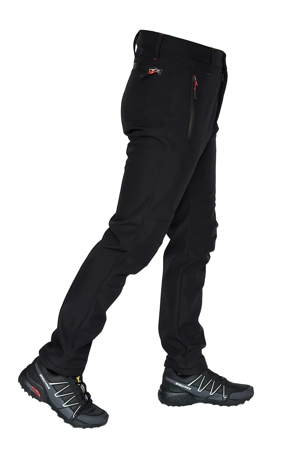 Siyah Polarlı Softshell Pantolon — yan görünüm